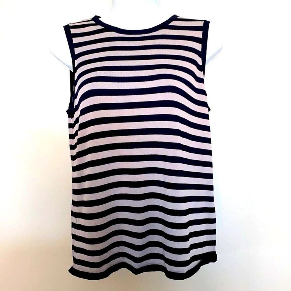 Jones NewYork Tank Black & Gray Striped XL